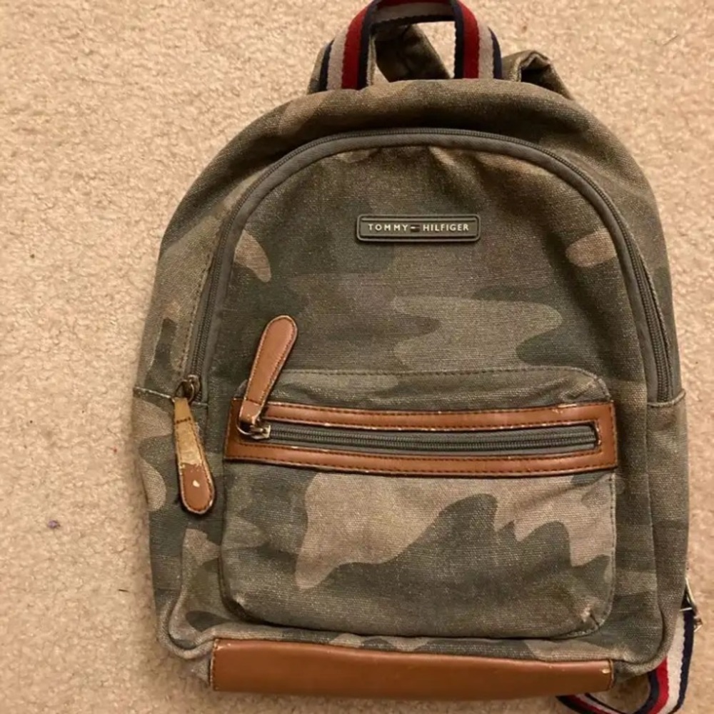 Tommy Hilfiger Green and Brown Camouflage Backpack